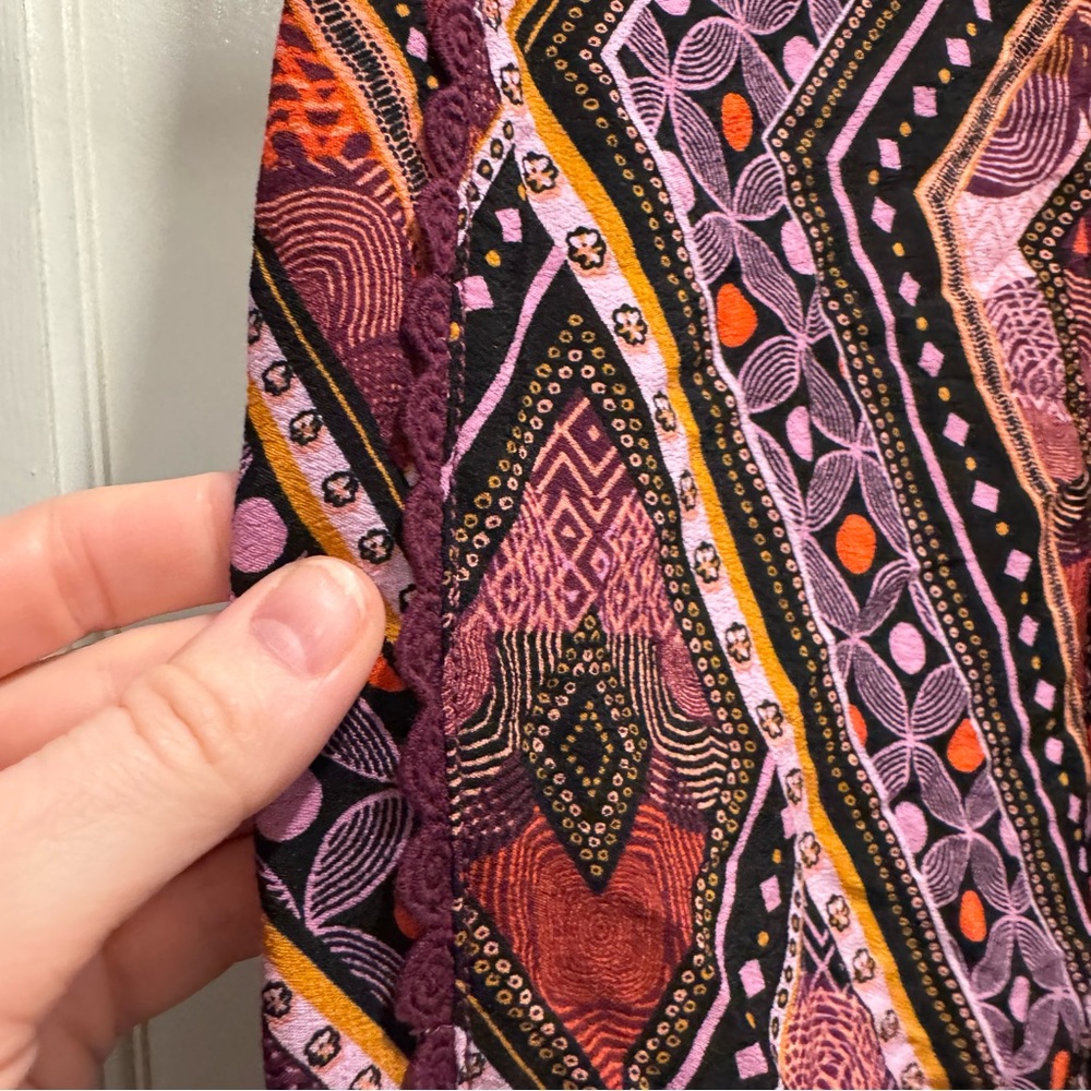 Anthropologie Layla Wide Leg Pull On Pants Size 4 Purple Boho Beachy Summer Crop - Picture 6 of 11